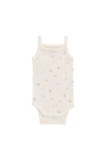 Organic Cotton Pointelle Singletsuit - Sweet Magnolia Simple Childrens Bodysuit from Jamie Kay USA