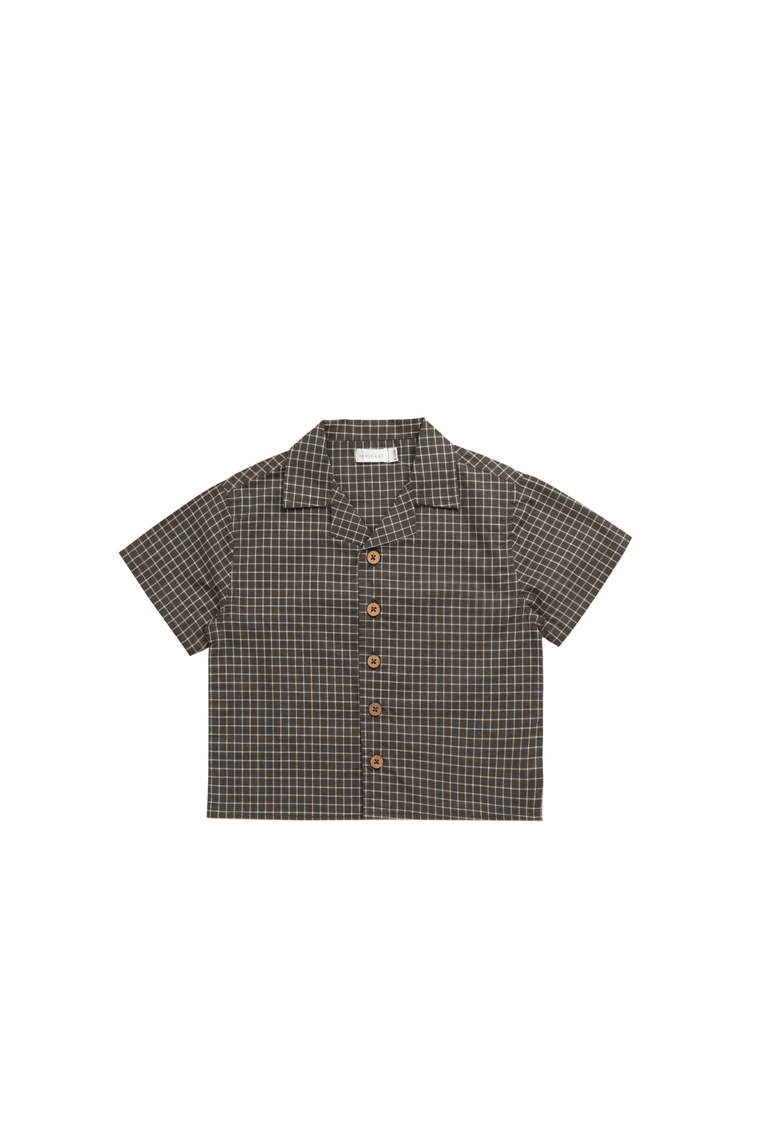 Organic Cotton Silas Shirt - Coffee Grid Childrens Shirt from Jamie Kay USA