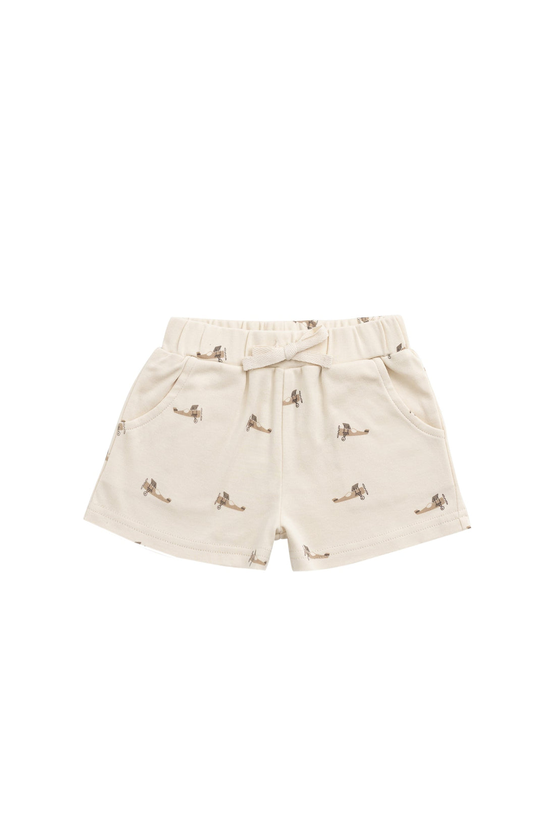 Pima Cotton Wesley Short - Fly High Vanilla Cream Childrens Short from Jamie Kay USA