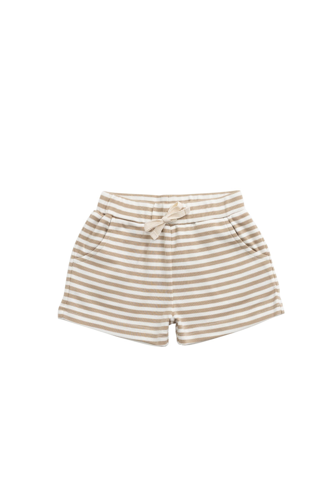 Pima Cotton Wesley Short - Slim Stripe Brioche/Cloud Childrens Short from Jamie Kay USA
