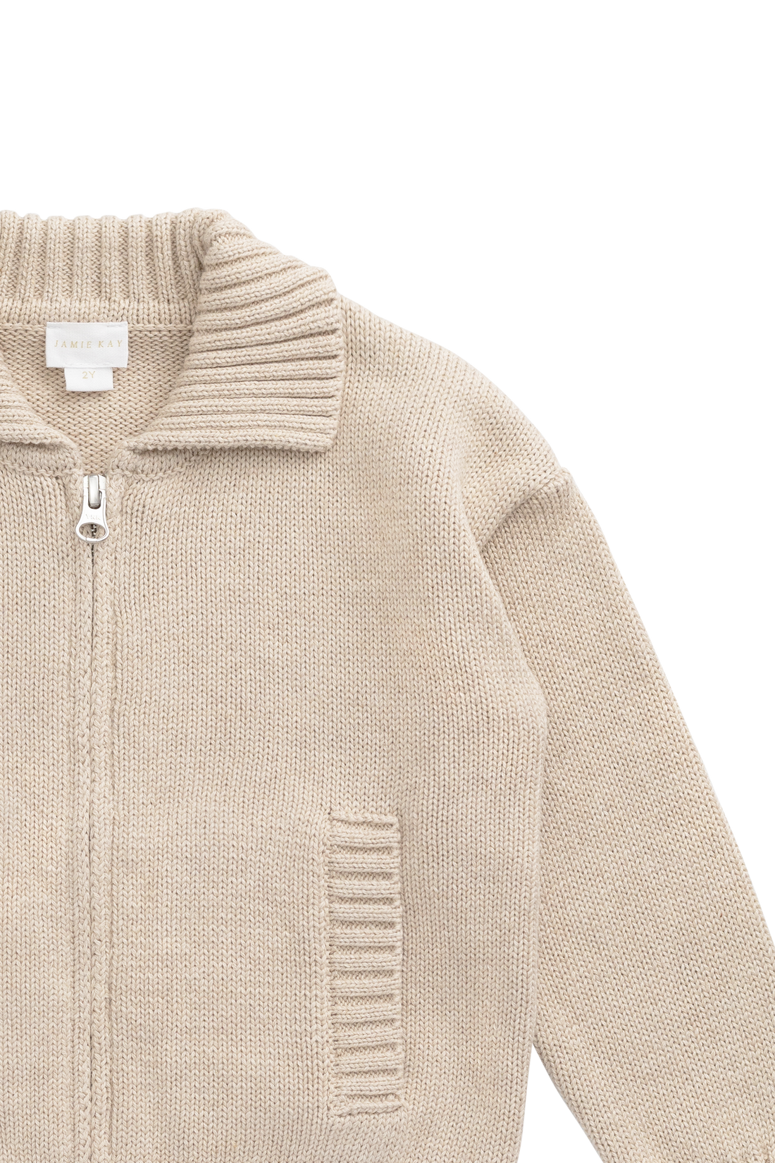 Charlie Zip-Up Cardigan - Wheat Childrens Cardigan from Jamie Kay USA