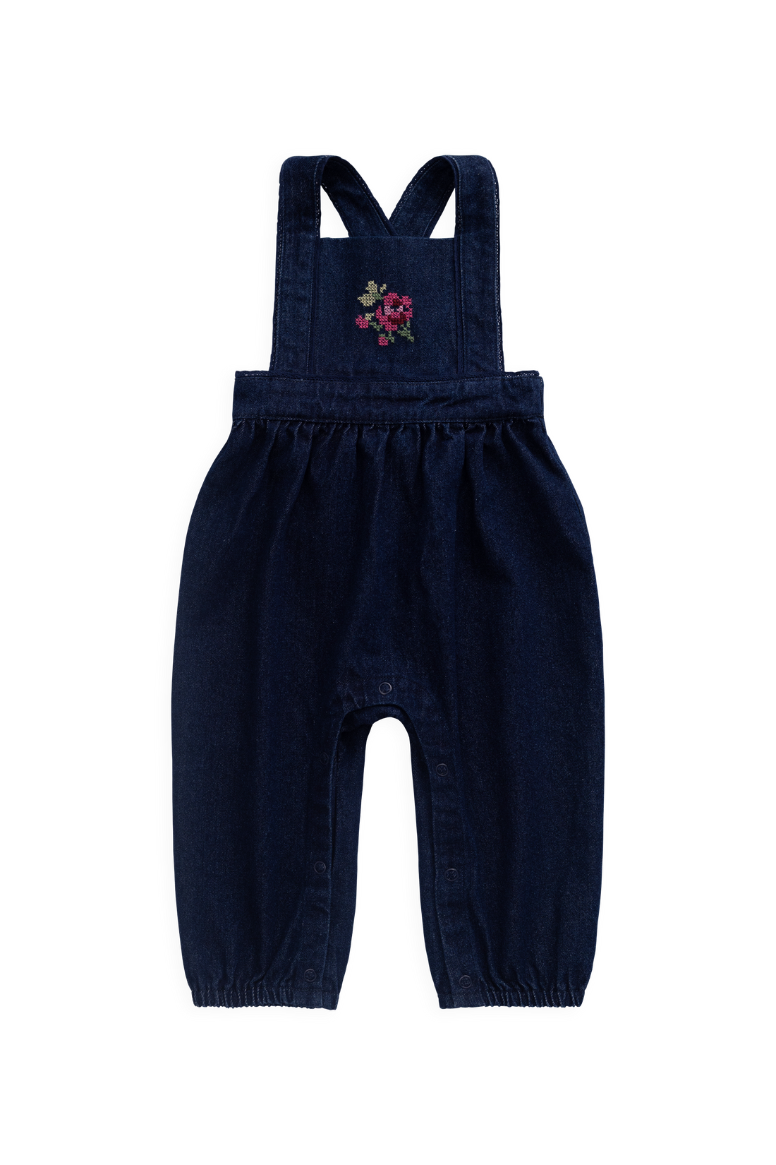 Maylah Overall - Deep Sea Denim Orchid Rose Childrens Overall from Jamie Kay USA