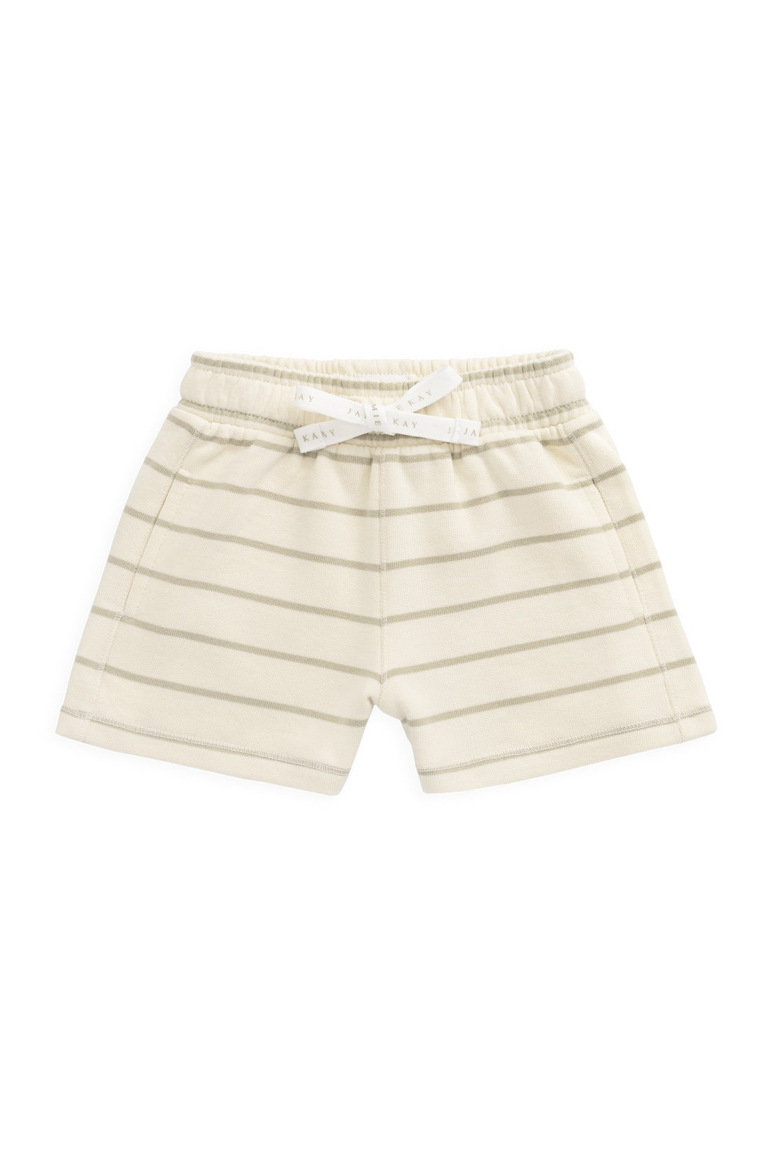 Organic Cotton Jalen Short - Horizon Stripe Lichen/Cloud Childrens Shorts from Jamie Kay USA