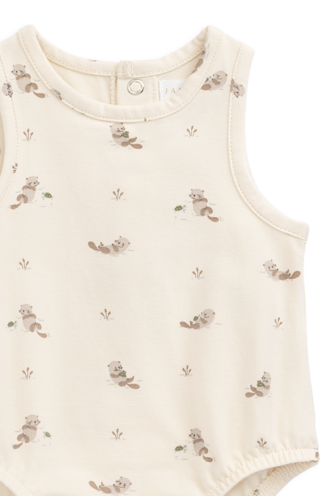 Organic Cotton Lionel Playsuit - Otter Buddies Tofu Childrens Playsuit from Jamie Kay USA