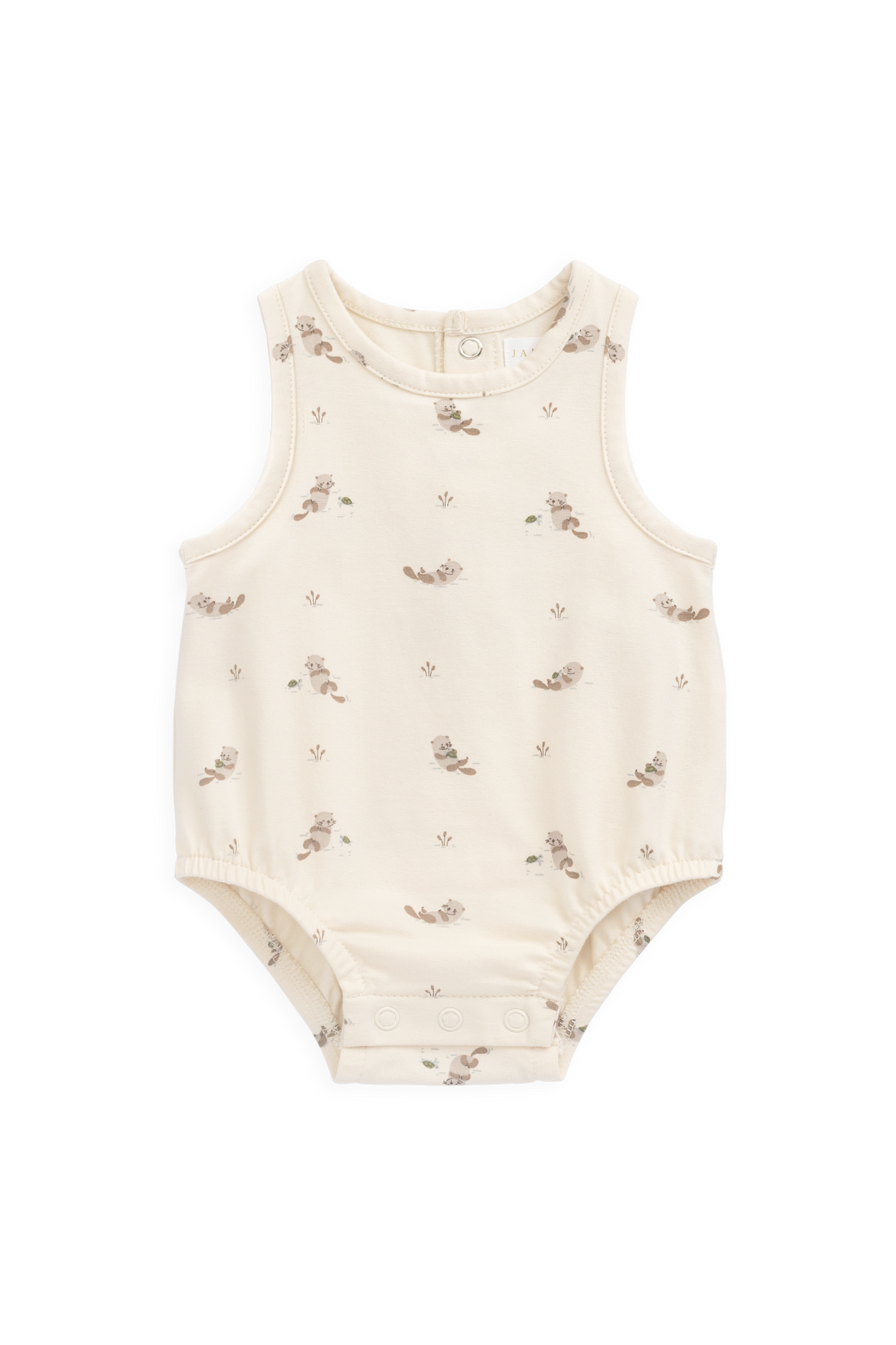 Organic Cotton Lionel Playsuit - Otter Buddies Tofu Childrens Playsuit from Jamie Kay USA