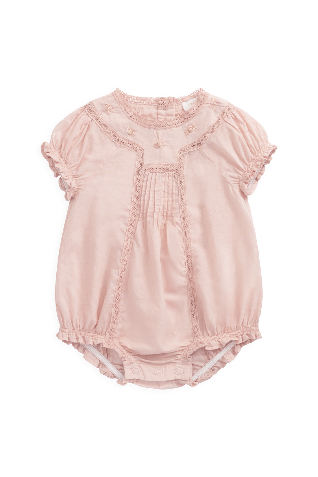 Organic Cotton Misty Playsuit - Shell Pink Childrens Playsuit from Jamie Kay USA