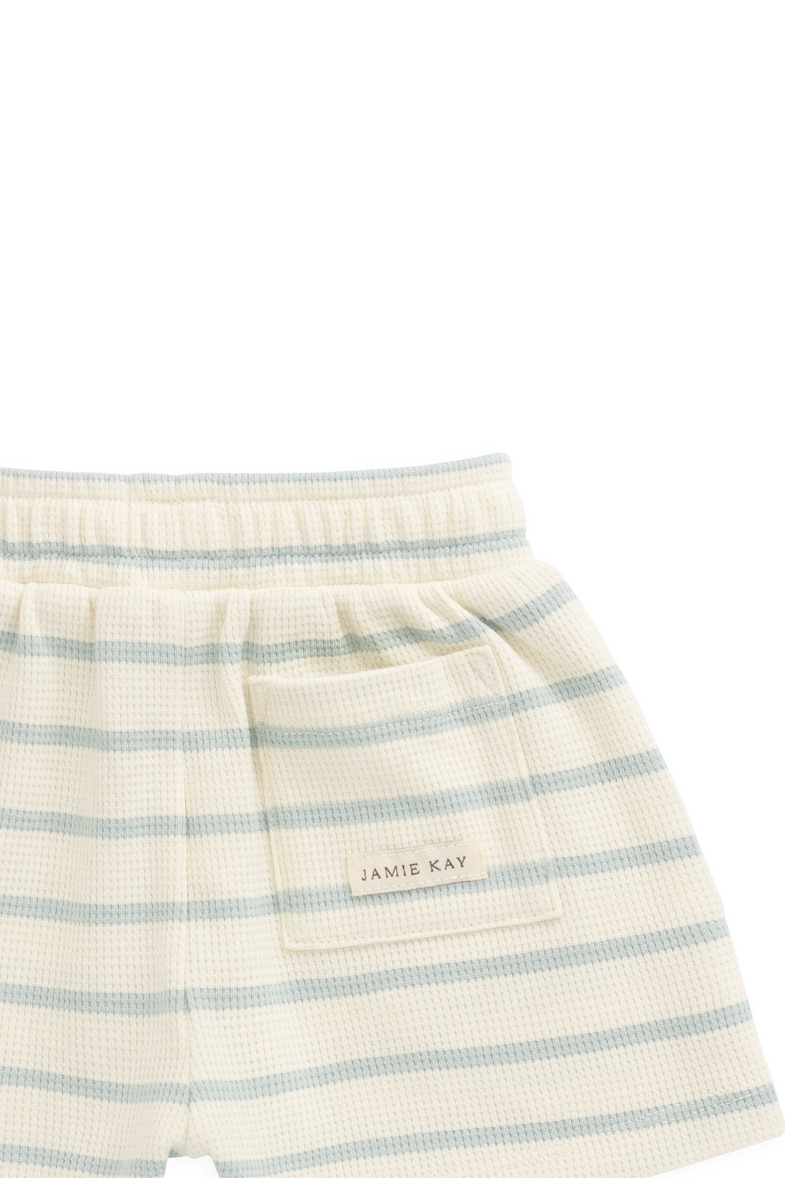 Organic Cotton Waffle Leith Short - James Stripe Reef/Cloud Childrens Shorts from Jamie Kay USA