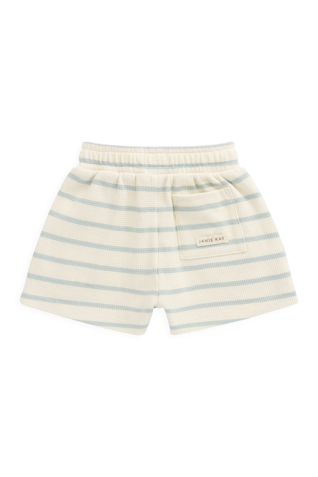 Organic Cotton Waffle Leith Short - James Stripe Reef/Cloud Childrens Shorts from Jamie Kay USA