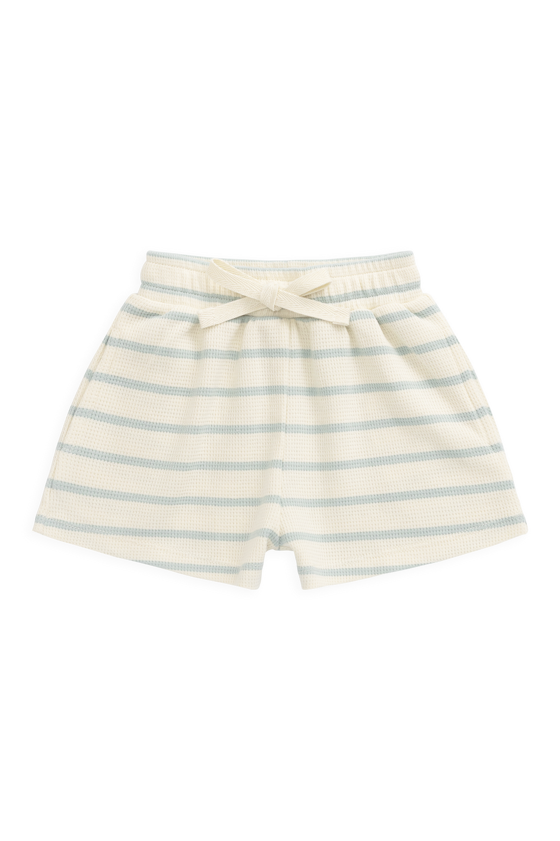 Organic Cotton Waffle Leith Short - James Stripe Reef/Cloud Childrens Shorts from Jamie Kay USA