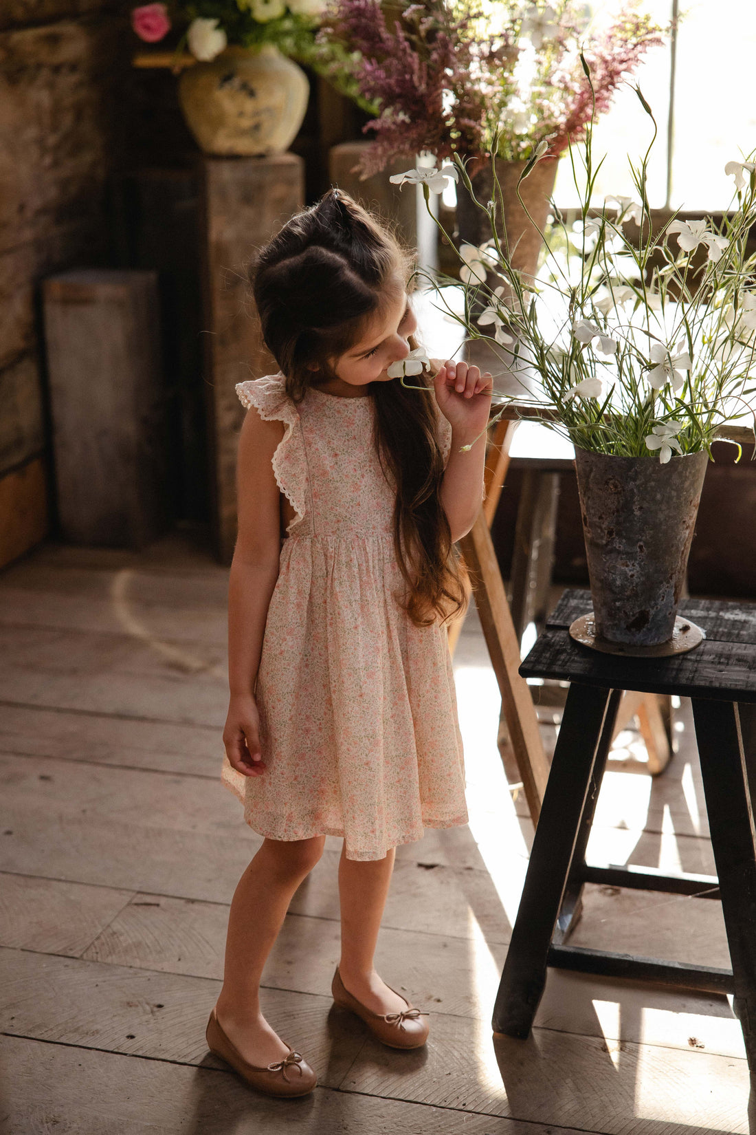 Organic Cotton Helene Dress - Flora Pink Childrens Dress from Jamie Kay USA