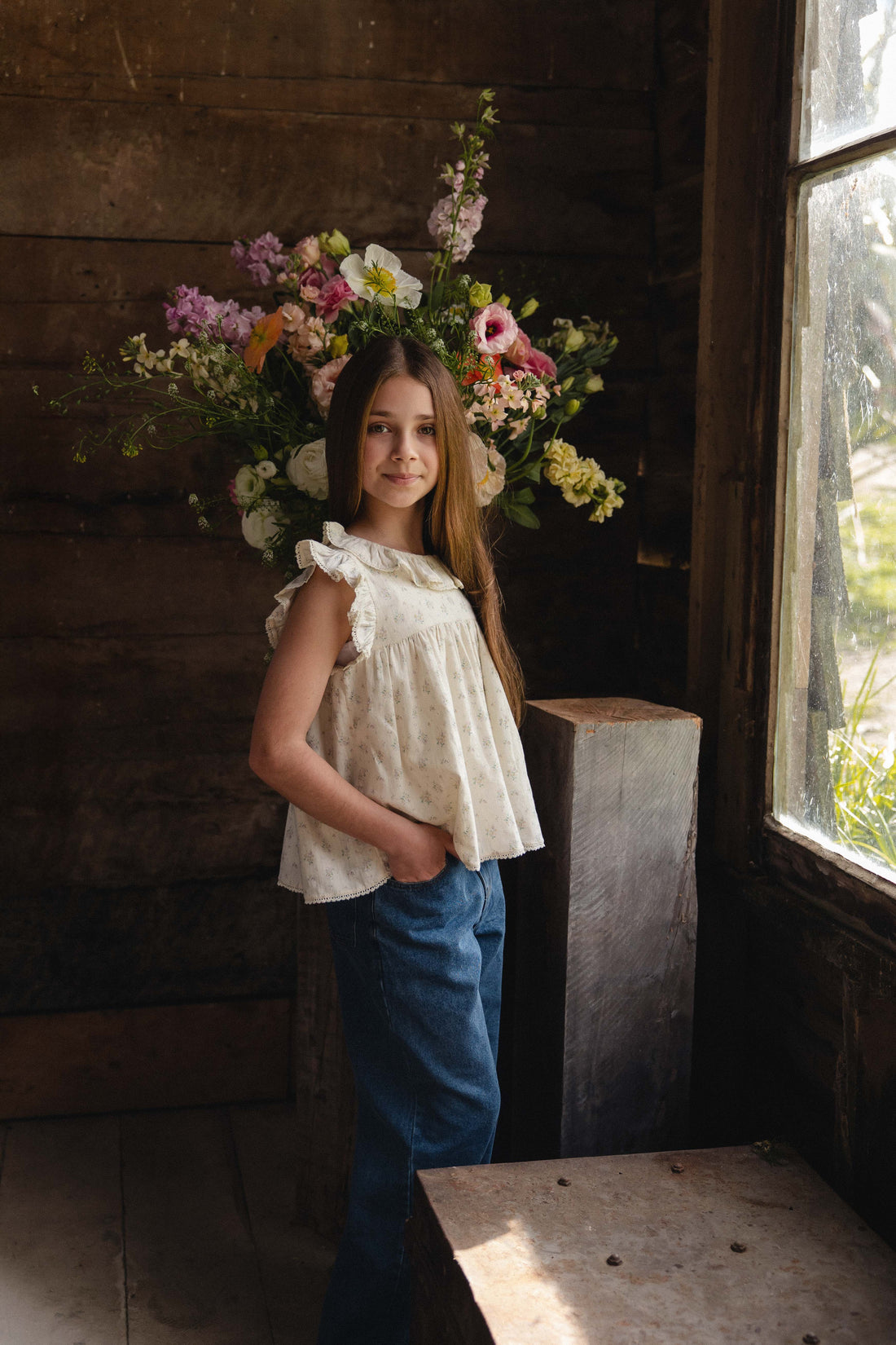 Organic Cotton Banks Blouse - Justine Orchid Childrens Top from Jamie Kay USA