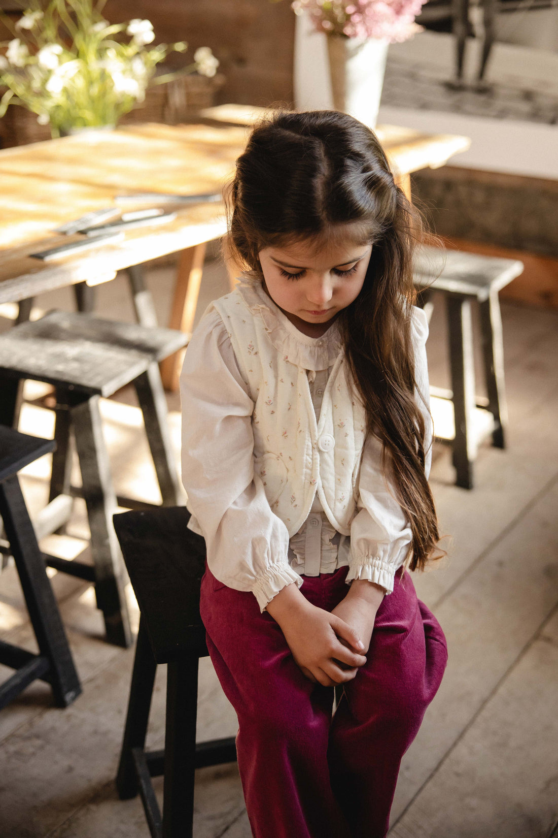 Organic Cotton Maylah Blouse - Vanilla Childrens Top from Jamie Kay USA