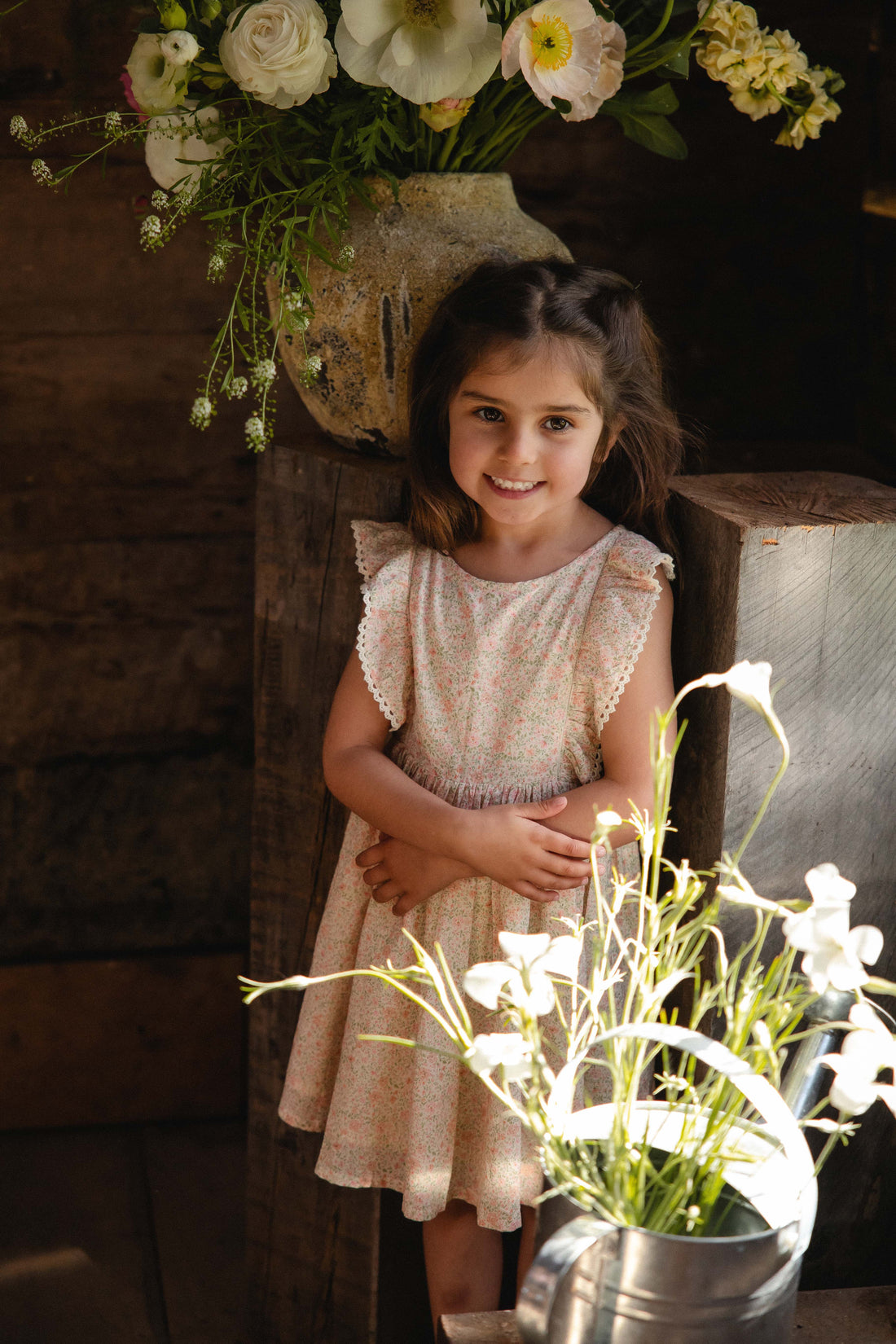 Organic Cotton Helene Dress - Flora Pink Childrens Dress from Jamie Kay USA