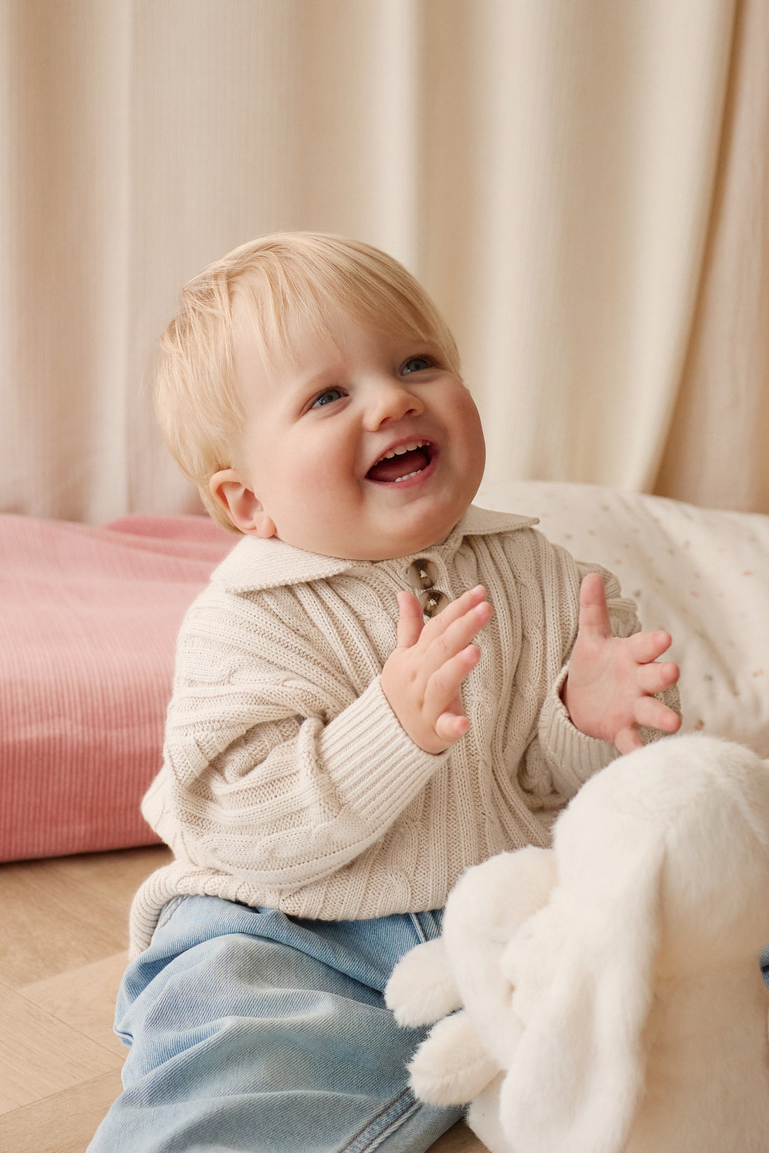 Wade Knitted Jumper - Cloud Childrens Hat from Jamie Kay USA