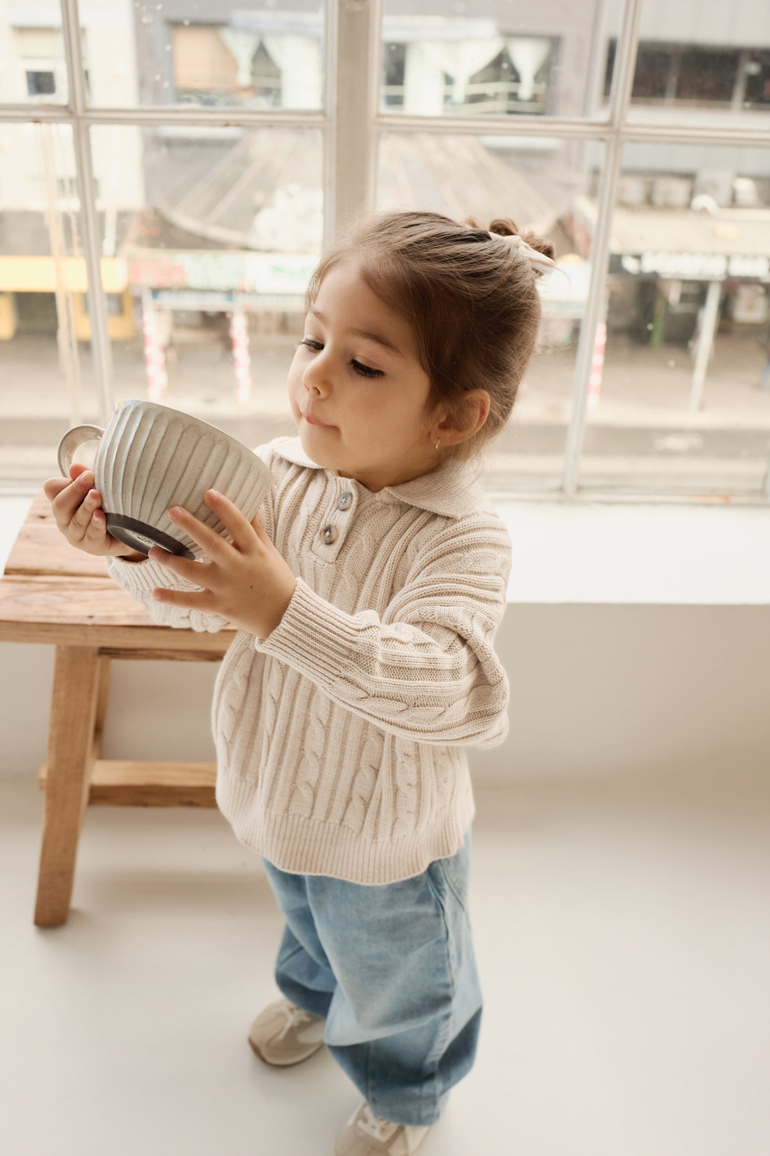 Wade Knitted Jumper - Cloud Childrens Hat from Jamie Kay USA