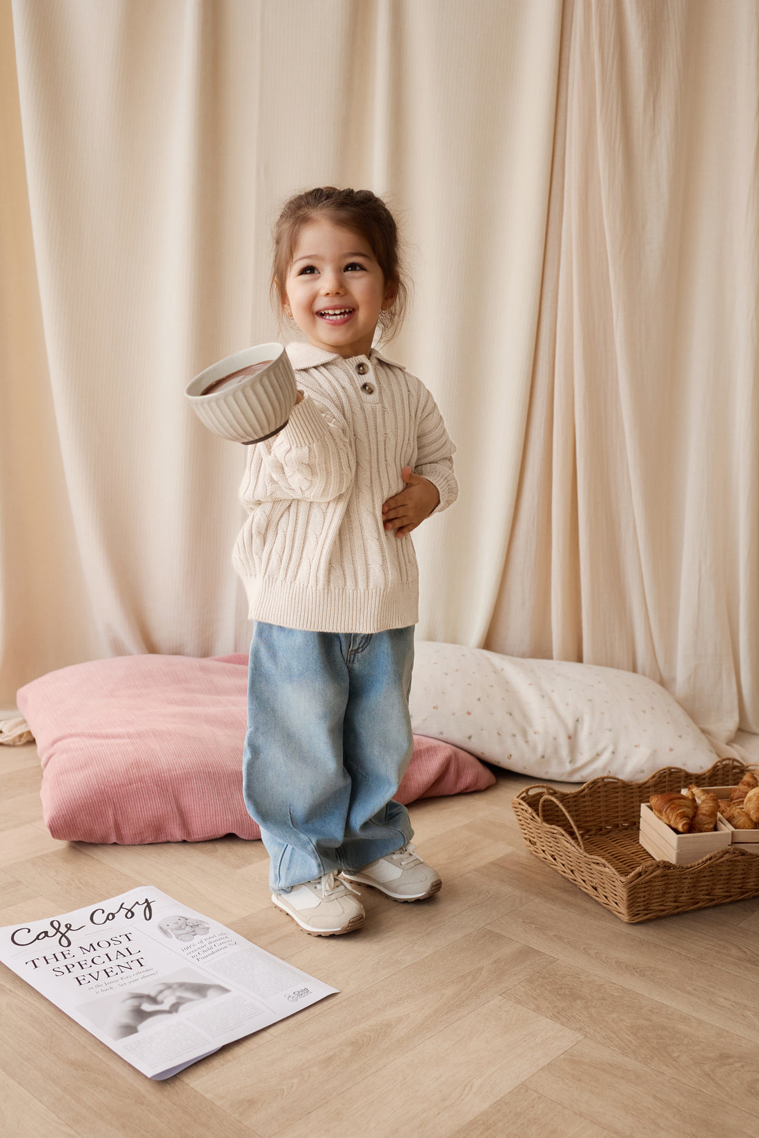 Wade Knitted Jumper - Cloud Childrens Hat from Jamie Kay USA