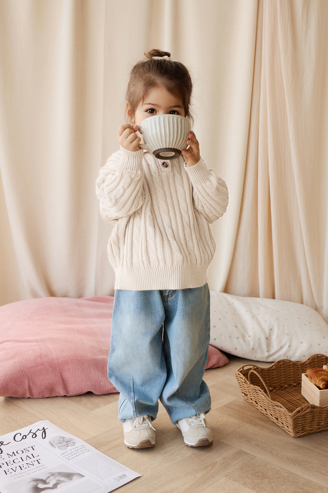 Wade Knitted Jumper - Cloud Childrens Hat from Jamie Kay USA