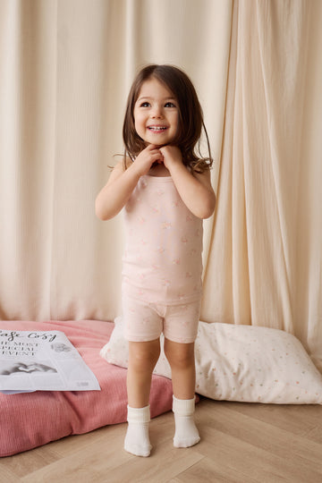 Organic Cotton Fine Rib Ari Singlet Pyjama Set - Simone Morganite Childrens Pyjama from Jamie Kay USA