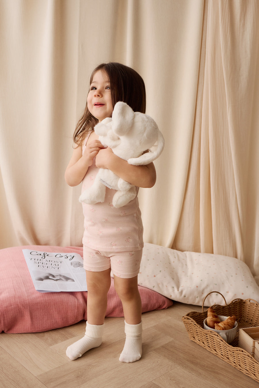 Organic Cotton Fine Rib Ari Singlet Pyjama Set - Simone Morganite Childrens Pyjama from Jamie Kay USA