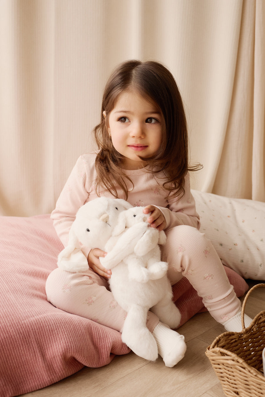 Organic Cotton Fine Rib Kayln Long Sleeve Pyjama Set - Simone Morganite Childrens Pyjama from Jamie Kay USA