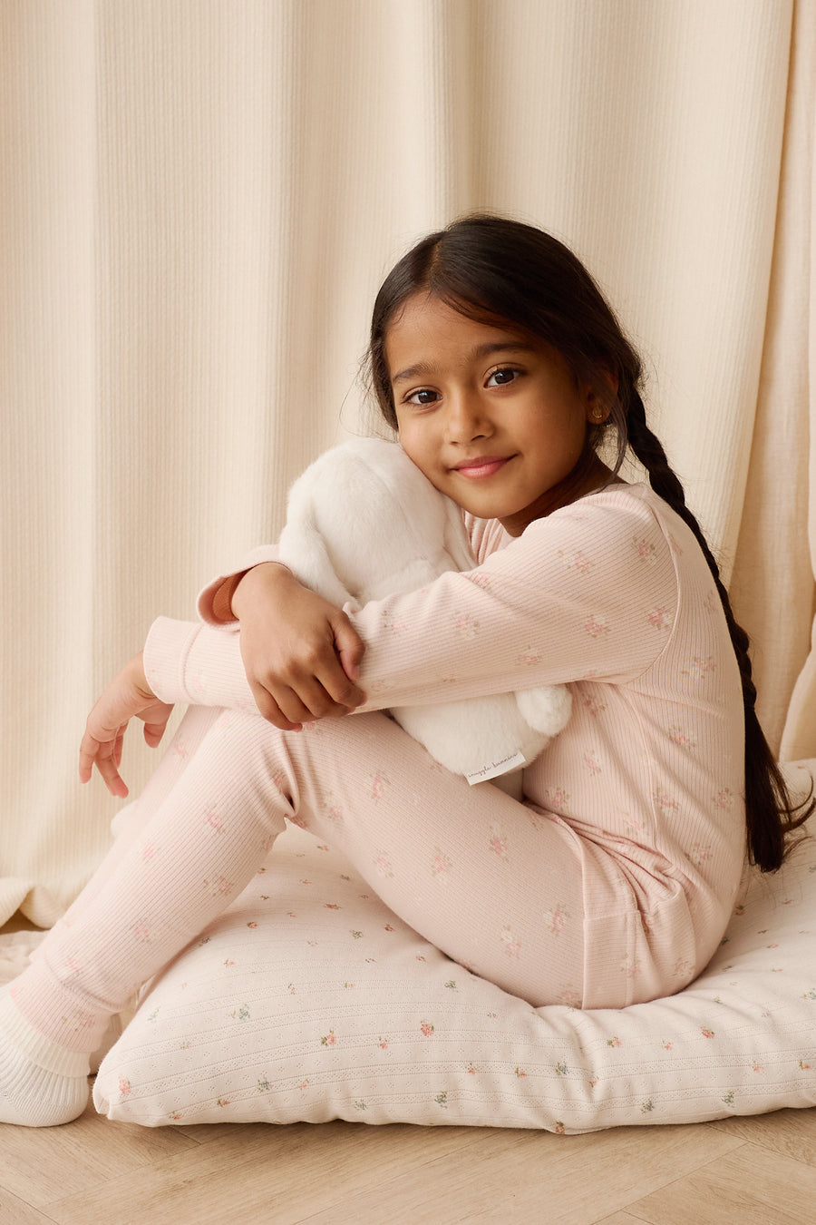 Organic Cotton Fine Rib Kayln Long Sleeve Pyjama Set - Simone Morganite Childrens Pyjama from Jamie Kay USA