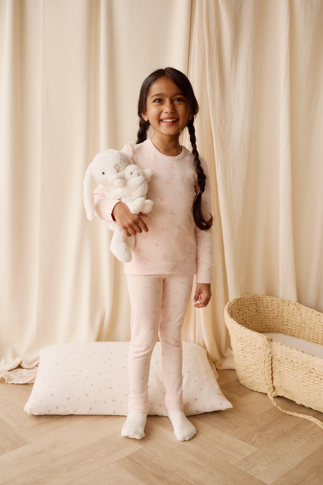 Organic Cotton Fine Rib Kayln Long Sleeve Pyjama Set - Simone Morganite Childrens Pyjama from Jamie Kay USA