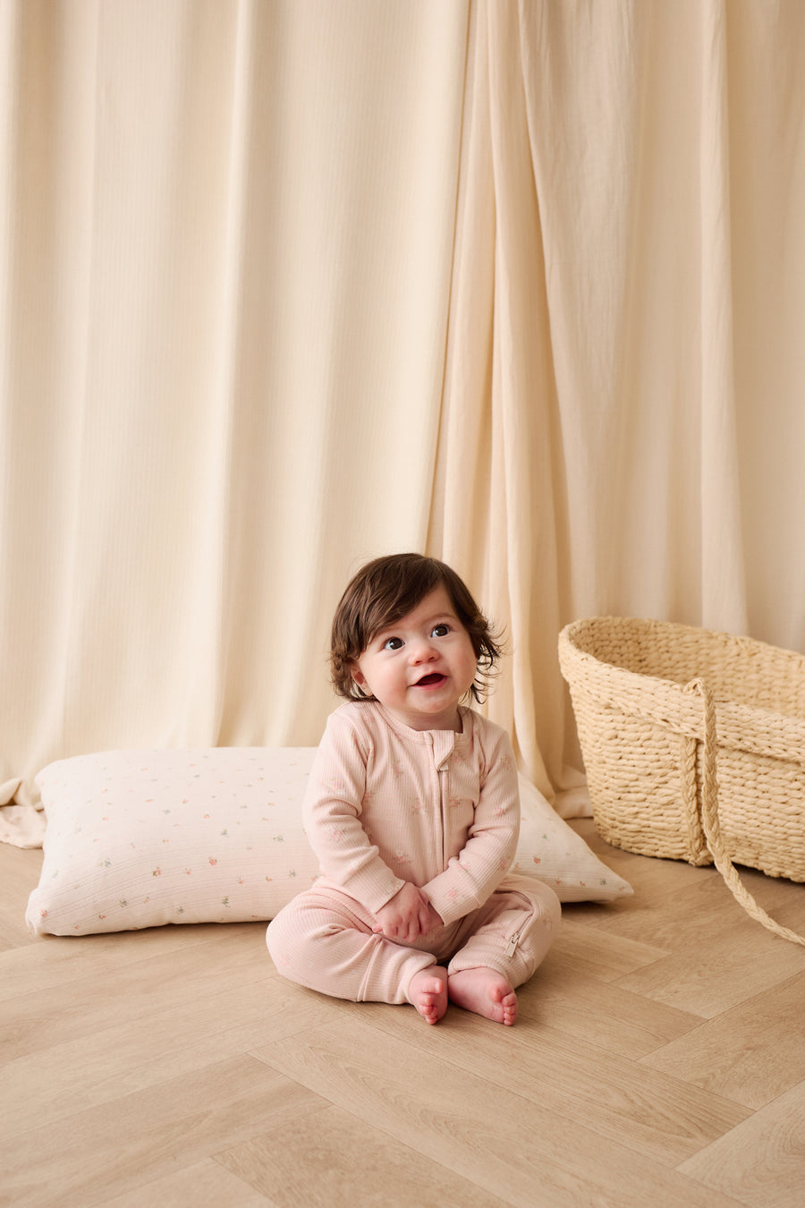 Organic Cotton Fine Rib Georgia Onepiece - Simone Morganite Childrens Pyjama from Jamie Kay USA