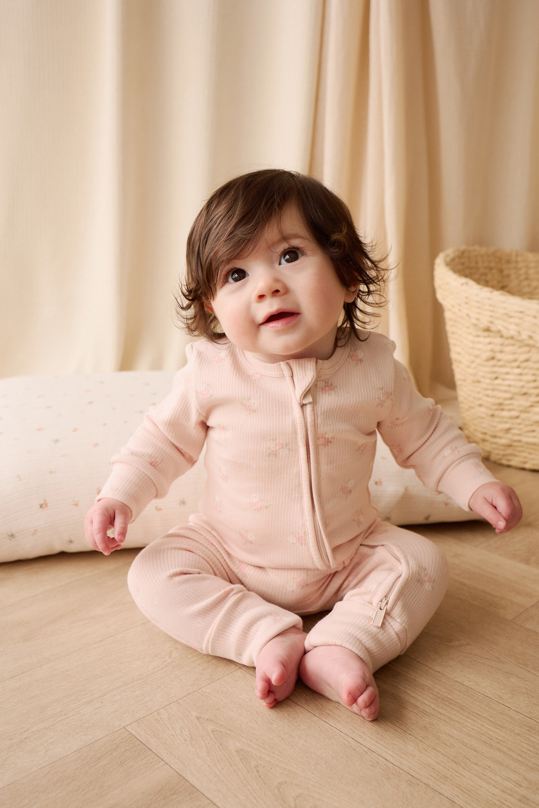 Organic Cotton Fine Rib Georgia Onepiece - Simone Morganite Childrens Pyjama from Jamie Kay USA