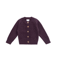 Cable Knit Cardigan - Blackberry Childrens Cardigan from Jamie Kay USA