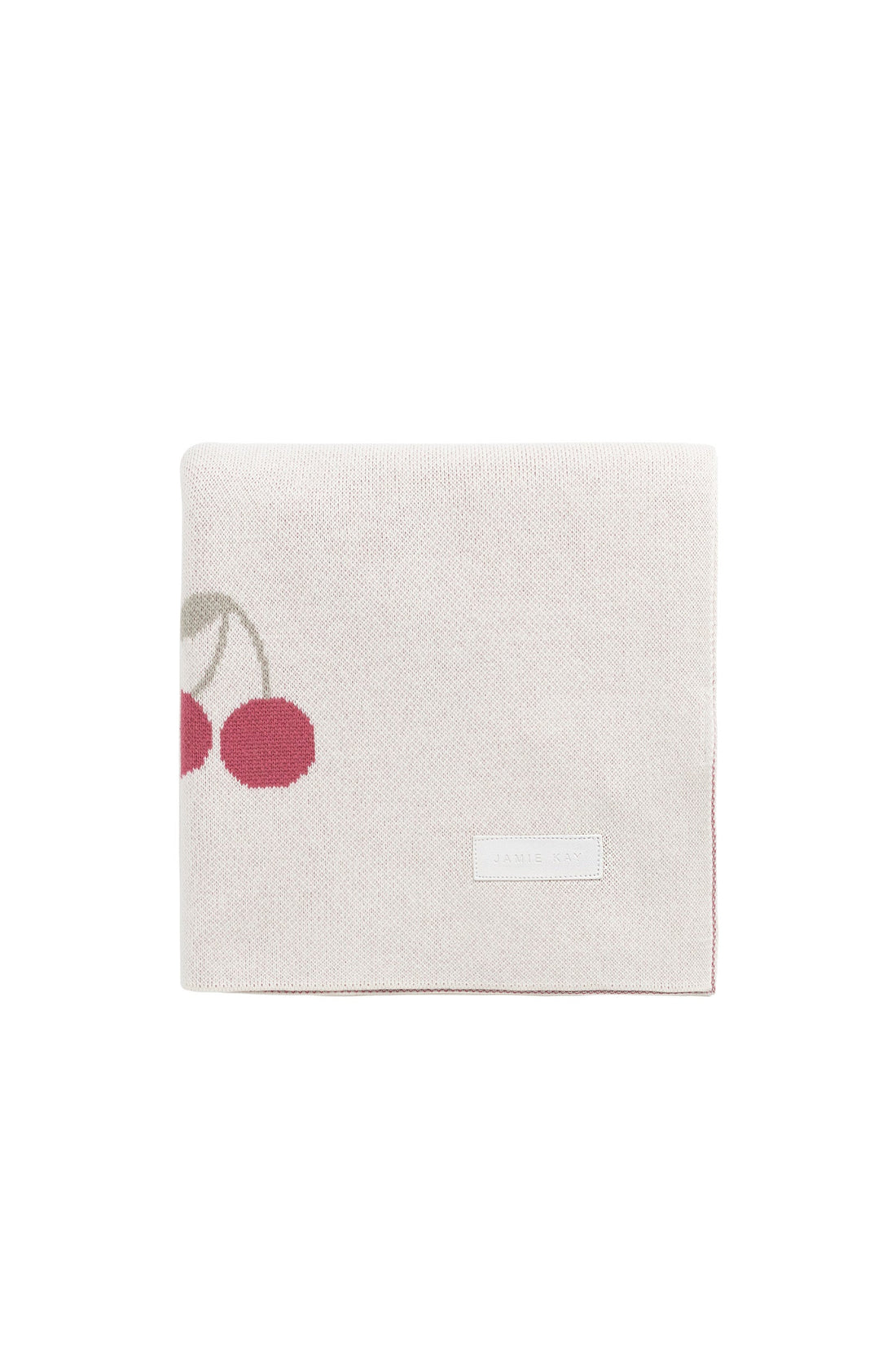 Cherry Knitted Blanket - Cherry Love Rhubarb Childrens Blanket from Jamie Kay USA