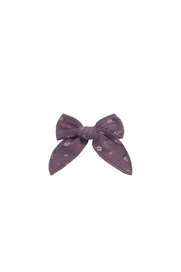 Organic Cotton Bow - Goldie Huckleberry Large Childrens Hair Bow from Jamie Kay USA