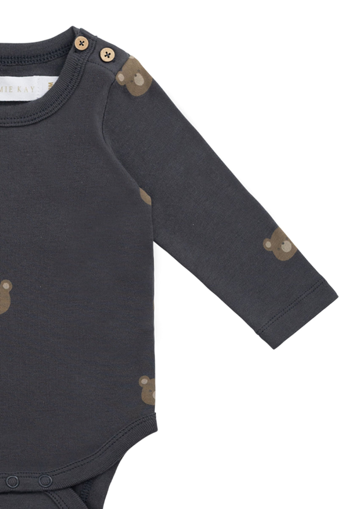 Organic Cotton Fernley Bodysuit - Bobbie Bears Black Oyster Childrens Bodysuit from Jamie Kay USA