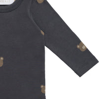 Organic Cotton Fernley Bodysuit - Bobbie Bears Black Oyster Childrens Bodysuit from Jamie Kay USA