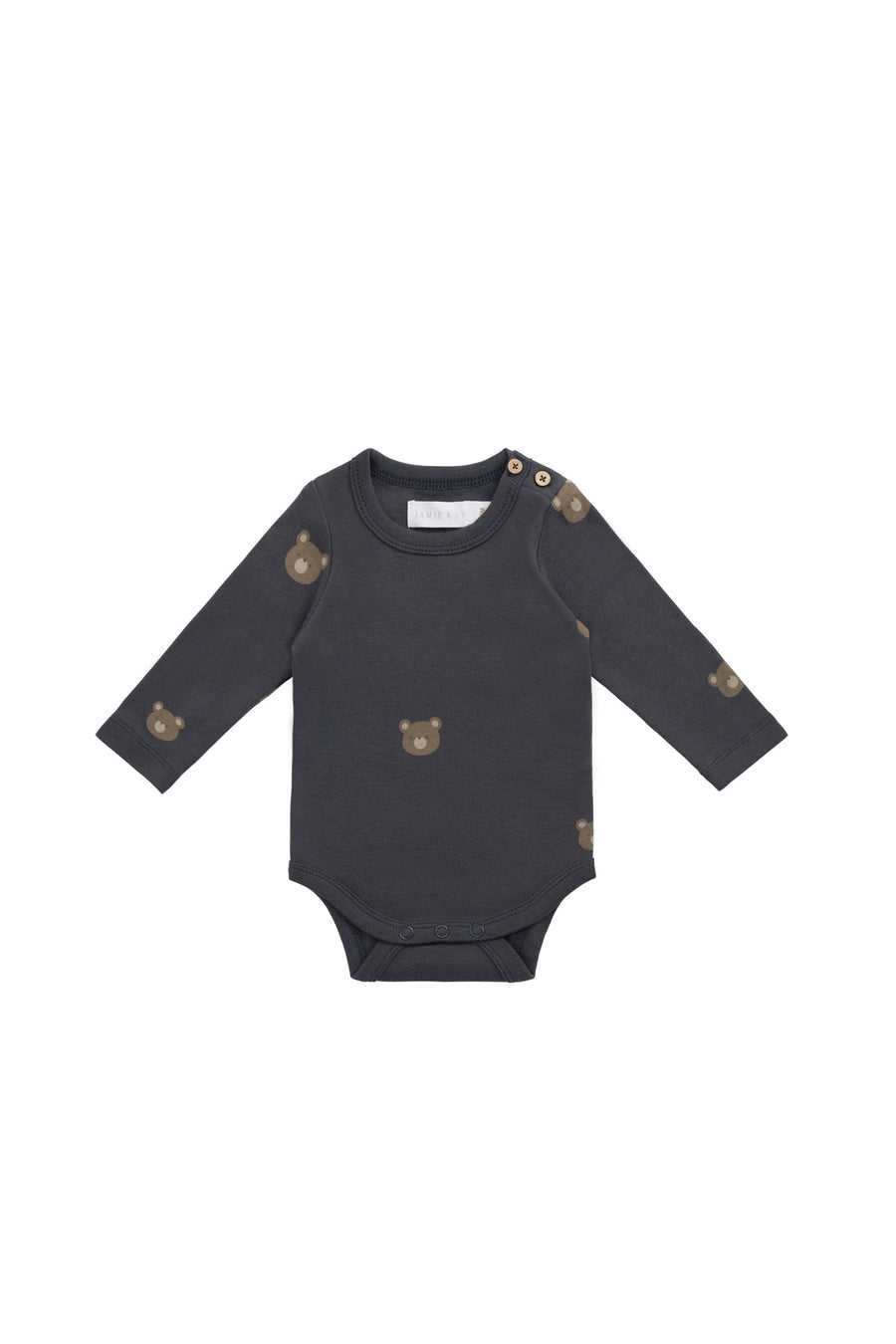 Organic Cotton Fernley Bodysuit - Bobbie Bears Black Oyster Childrens Bodysuit from Jamie Kay USA