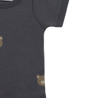 Organic Cotton Hudson Short Sleeve Bodysuit - Bobbie Bears Black Oyster Childrens Bodysuit from Jamie Kay USA