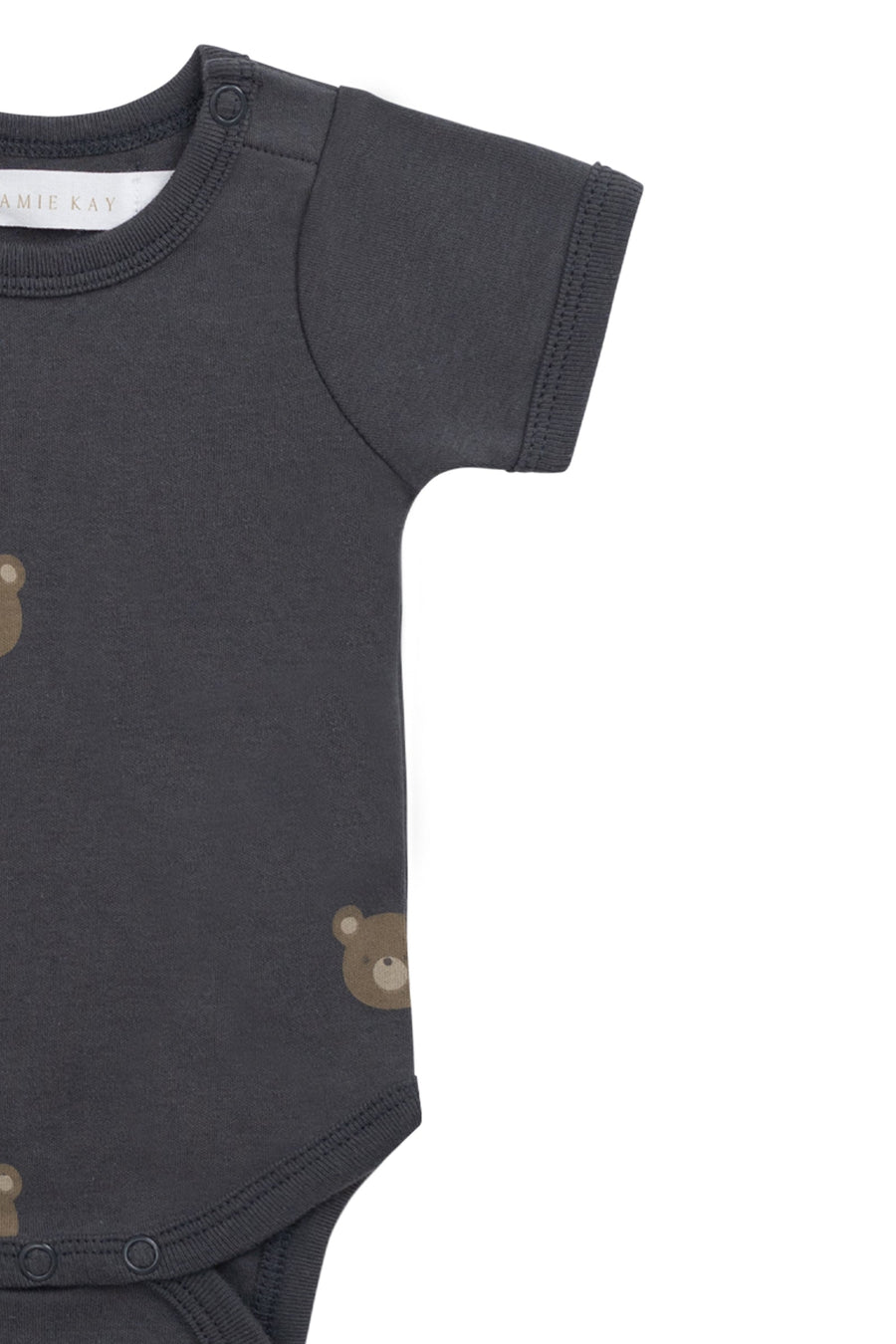 Organic Cotton Hudson Short Sleeve Bodysuit - Bobbie Bears Black Oyster Childrens Bodysuit from Jamie Kay USA