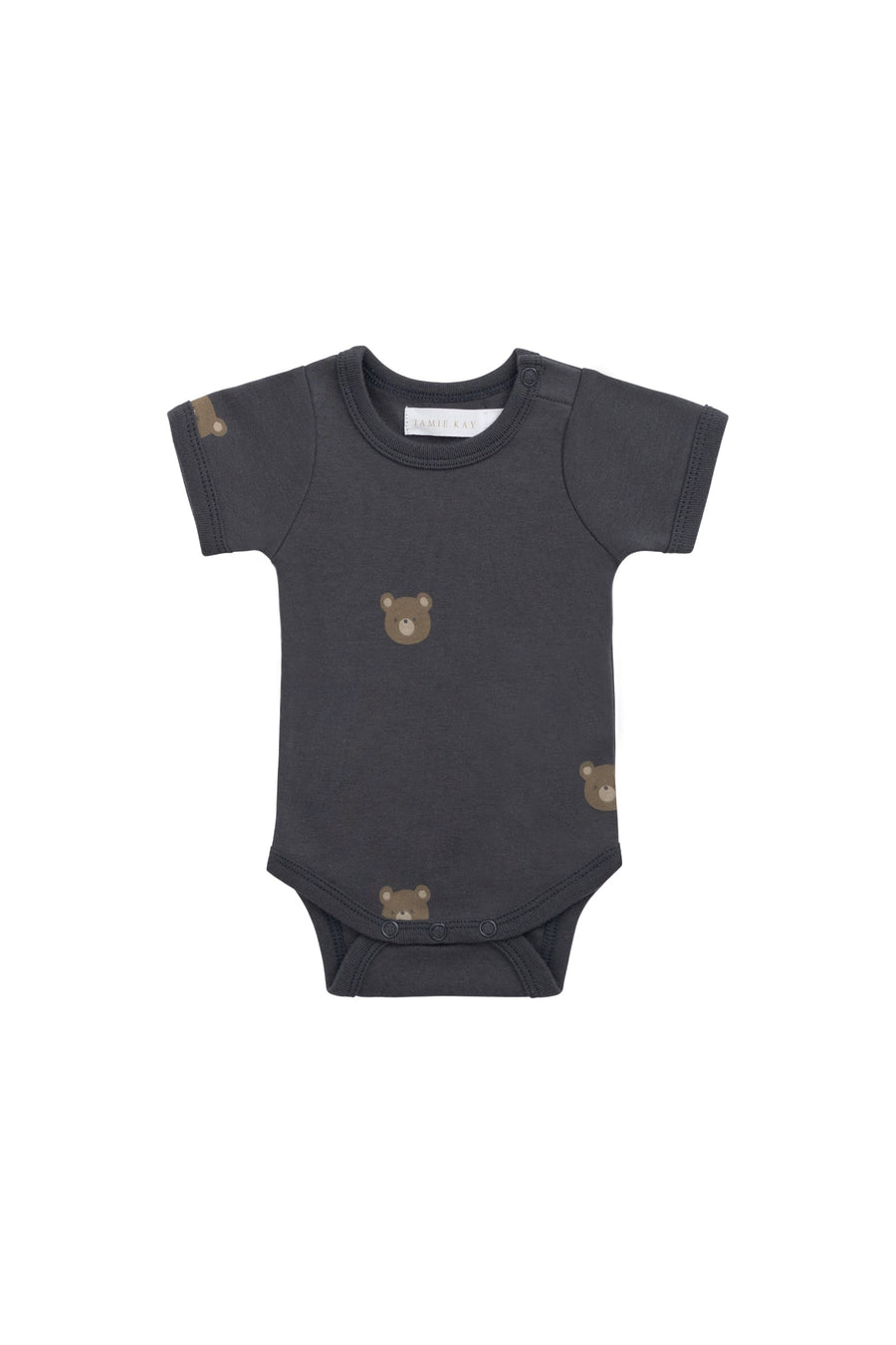 Organic Cotton Hudson Short Sleeve Bodysuit - Bobbie Bears Black Oyster Childrens Bodysuit from Jamie Kay USA