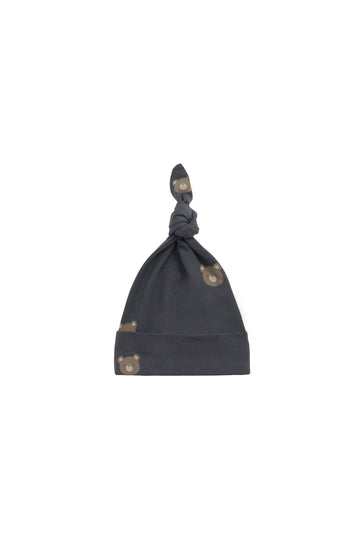 Organic Cotton Knot Beanie - Bobbie Bears Black Oyster Childrens Beanie from Jamie Kay USA