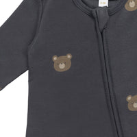 Organic Cotton Reese Zip Onepiece - Bobbie Bears Black Oyster Childrens Onepiece from Jamie Kay USA