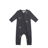 Organic Cotton Reese Zip Onepiece - Bobbie Bears Black Oyster Childrens Onepiece from Jamie Kay USA