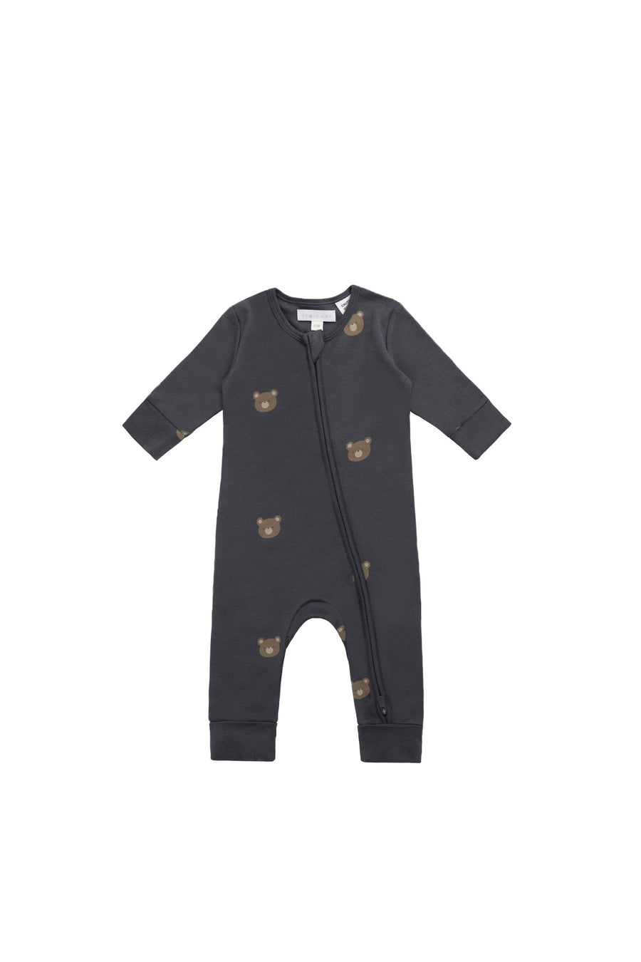 Organic Cotton Reese Zip Onepiece - Bobbie Bears Black Oyster Childrens Onepiece from Jamie Kay USA