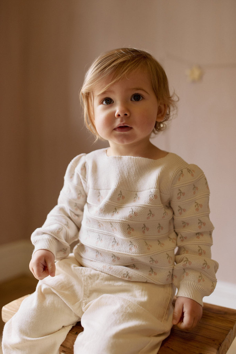 Cherry Love Jumper - Cherry Love Jacquard Egret Childrens Dress from Jamie Kay USA