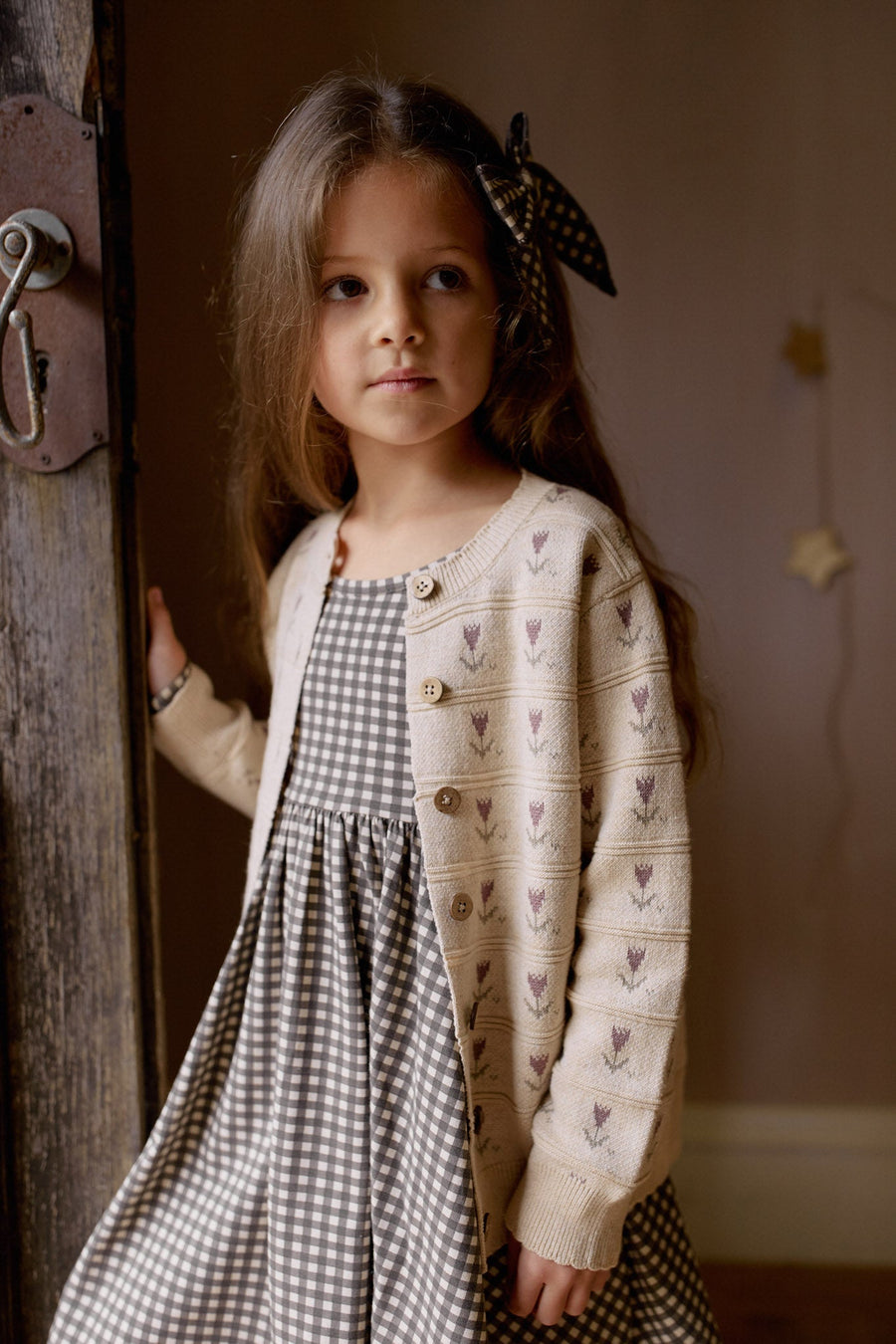 Penny Knitted Cardigan - Penny Flower Jacquard Childrens Cardigan from Jamie Kay USA