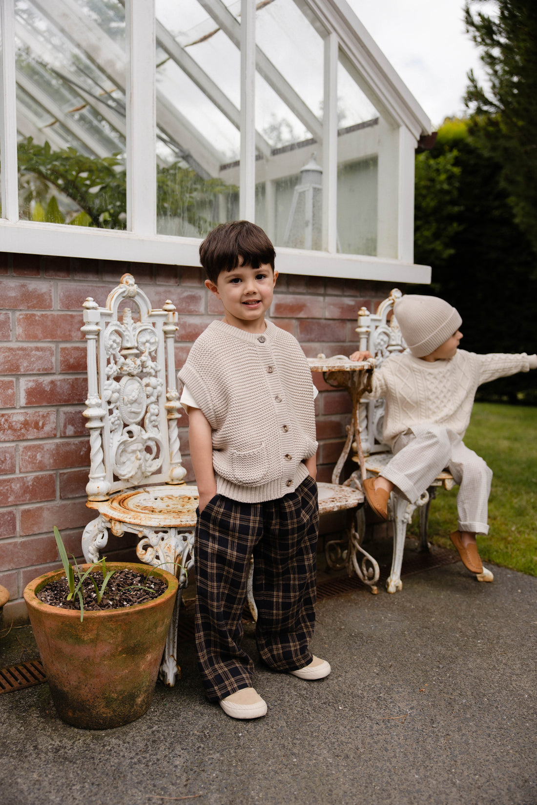 Rome Knit Vest-Oat Childrens Vest from Jamie Kay USA