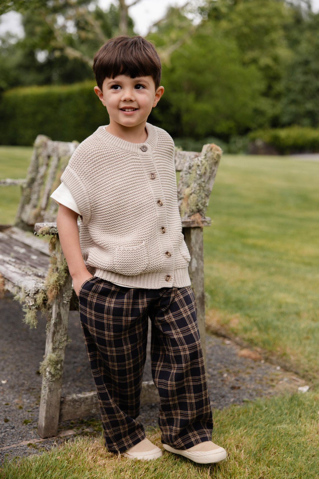 Organic Cotton Kenji Pant-Woodland Check Childrens Pant from Jamie Kay USA