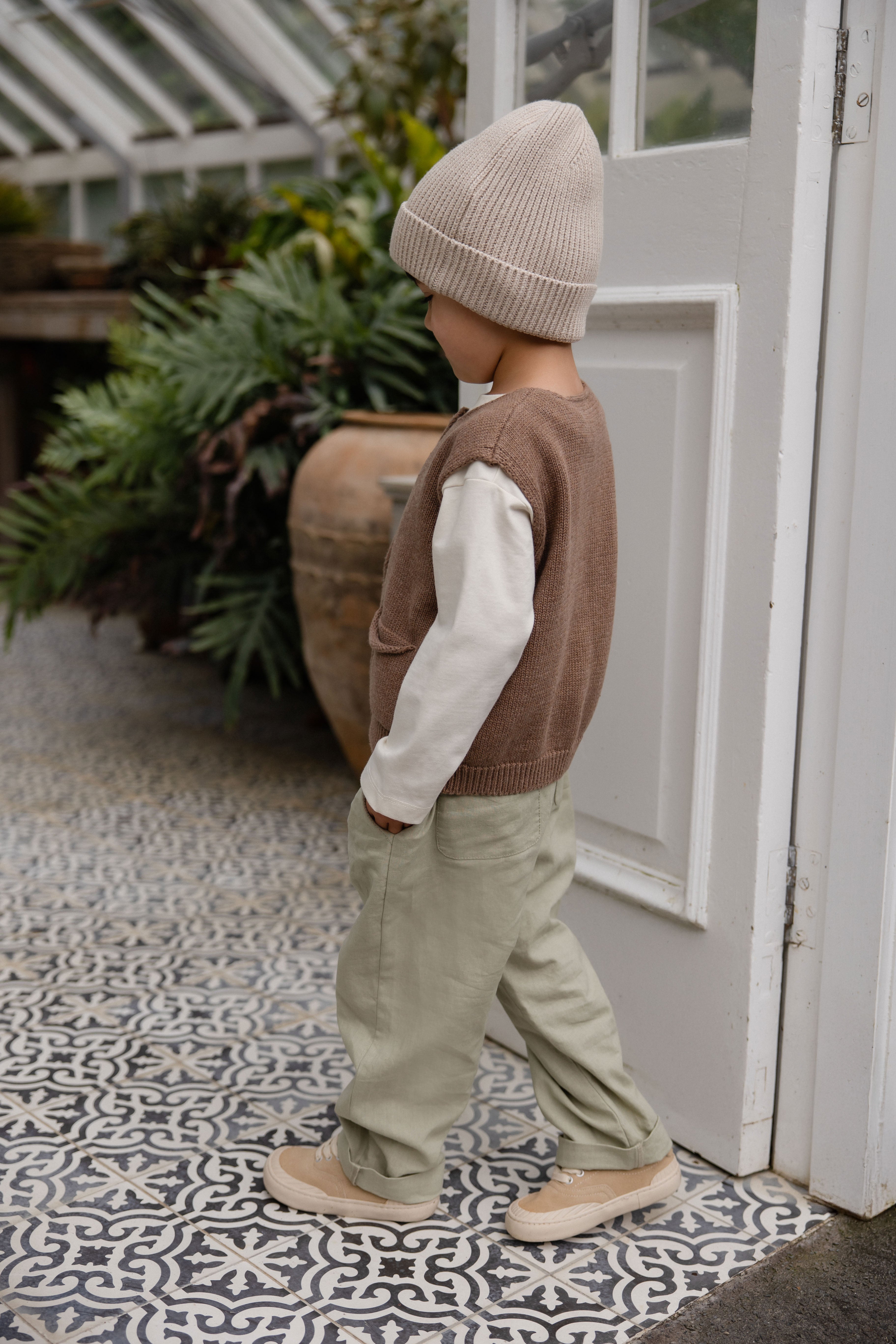 【L'Appartement】LINEN BOYS KNIT フリーサイズ Ali Linen/Cotton Pant - Lichen – Jamie Kay USA