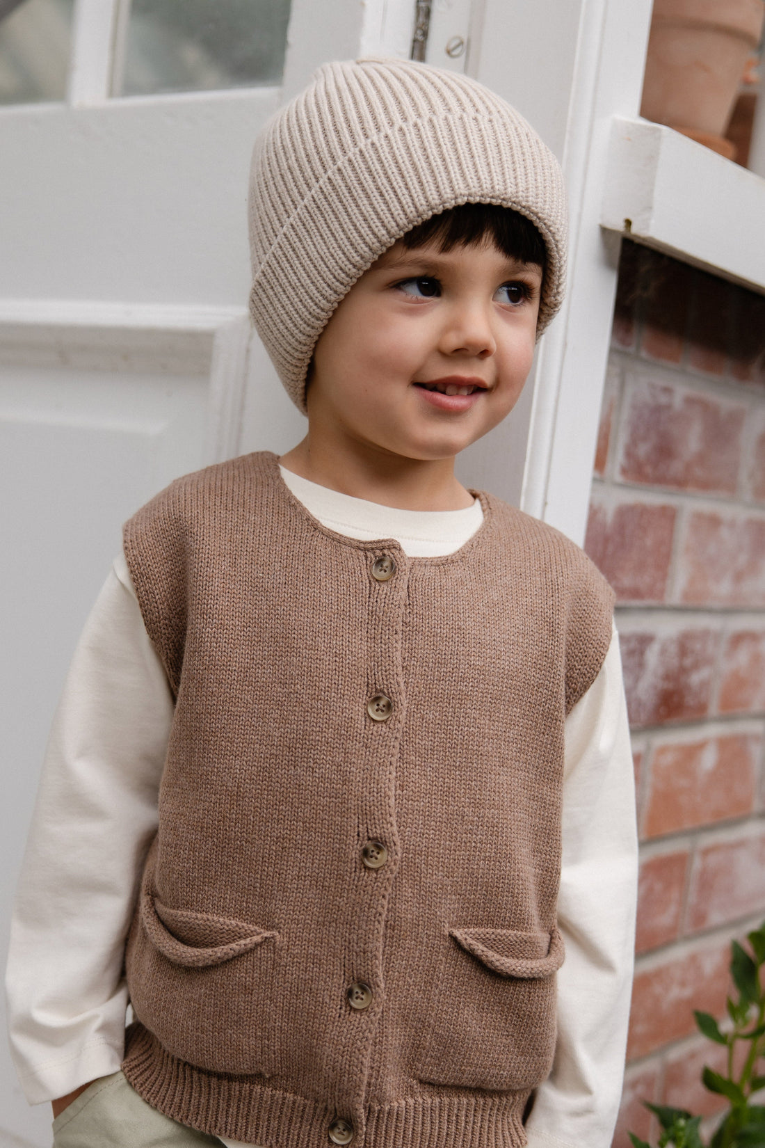 Leon Knitted Beanie-Oat Childrens Beanie from Jamie Kay USA