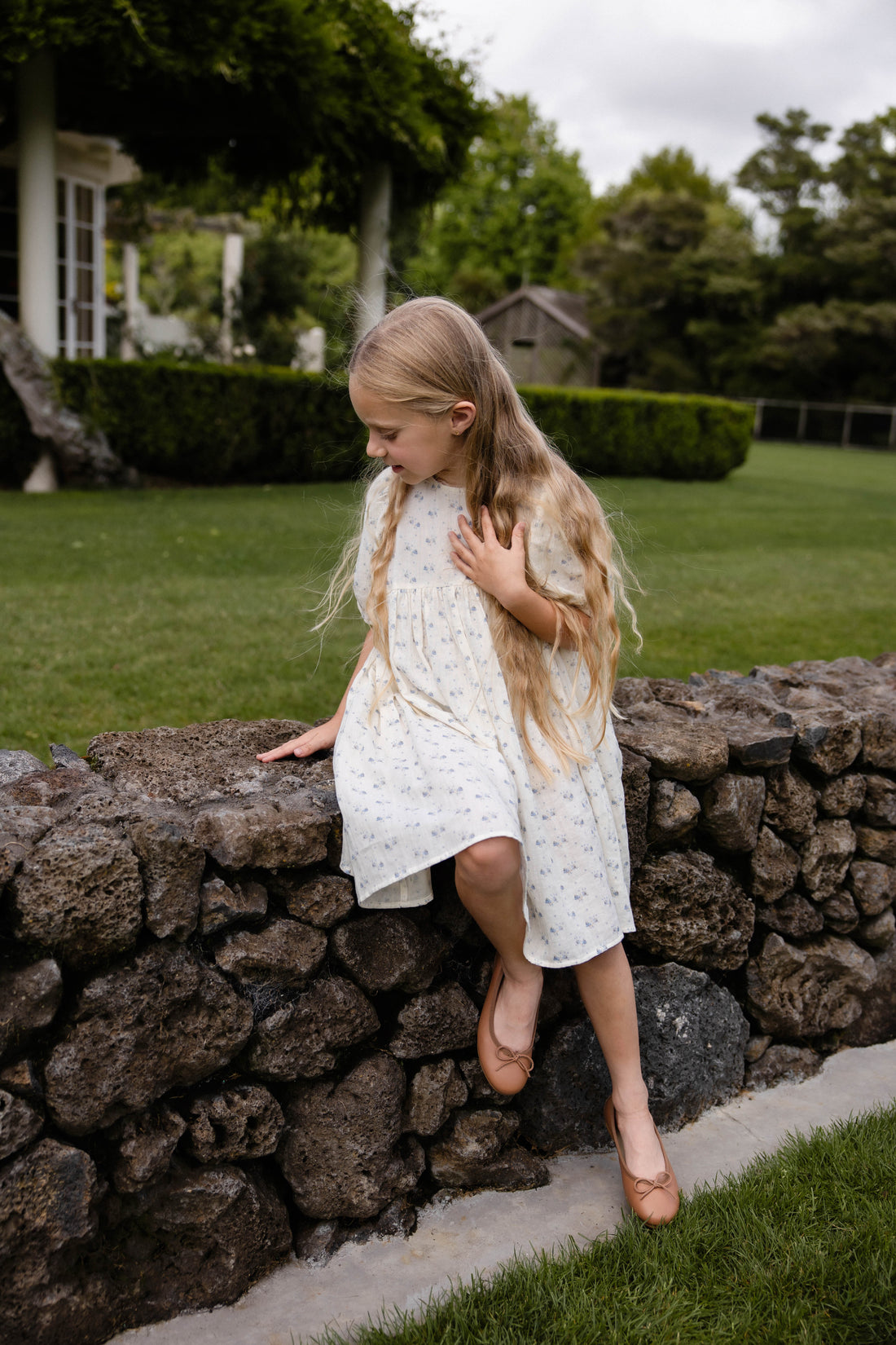 Organic Cotton Muslin Frannie Dress-Molly Blue Childrens Dress from Jamie Kay USA