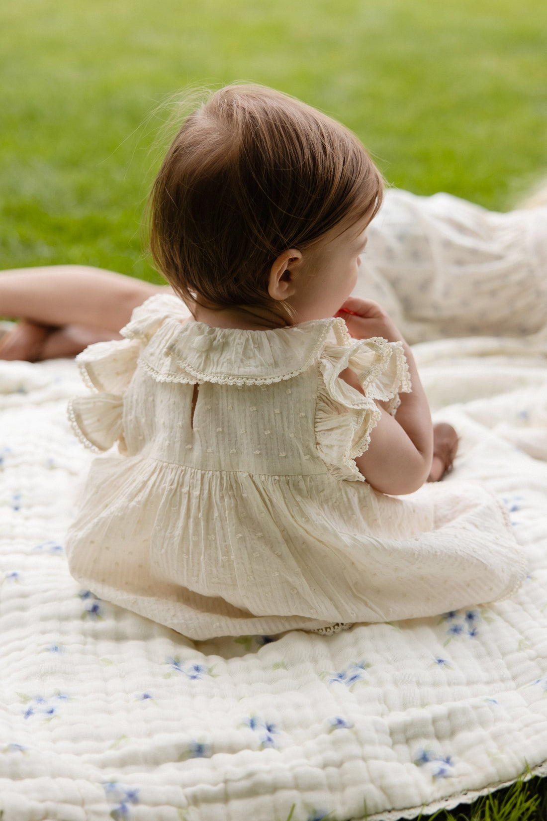 Organic Cotton Frannie Playsuit-Parchment Childrens Playsuit from Jamie Kay USA