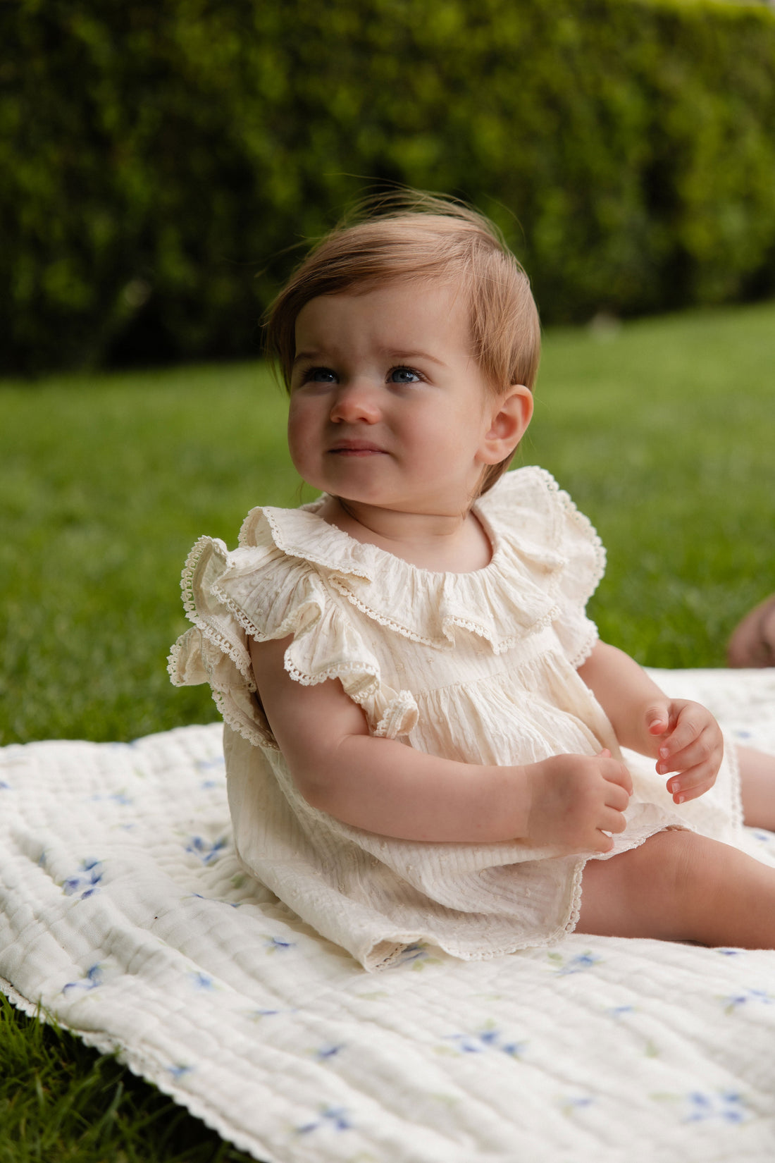 Organic Cotton Frannie Playsuit-Parchment Childrens Playsuit from Jamie Kay USA